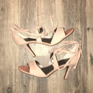 Ankle tie heels.